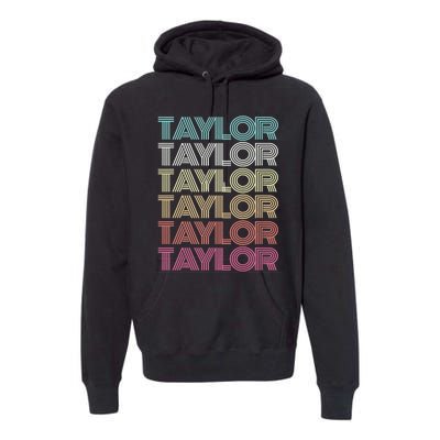 First Name Taylor Girl Boy Retro Personalized Groovy 80S Premium Hoodie