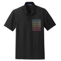 First Name Taylor Girl Boy Retro Personalized Groovy 80S Dry Zone Grid Polo