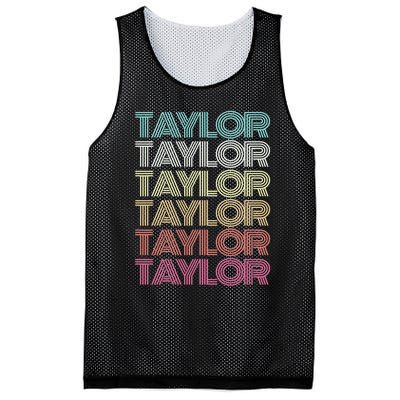 First Name Taylor Girl Boy Retro Personalized Groovy 80S Mesh Reversible Basketball Jersey Tank