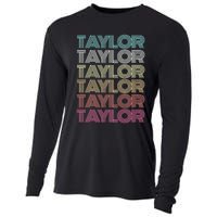 First Name Taylor Girl Boy Retro Personalized Groovy 80S Cooling Performance Long Sleeve Crew