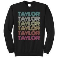 First Name Taylor Girl Boy Retro Personalized Groovy 80S Tall Sweatshirt