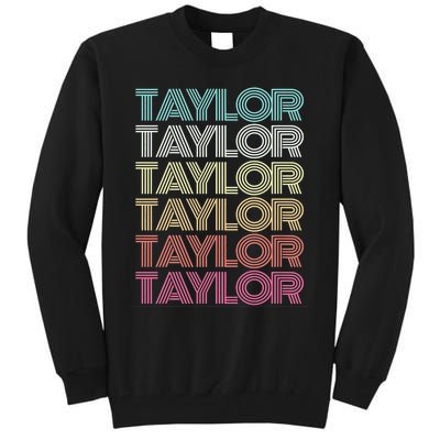 First Name Taylor Girl Boy Retro Personalized Groovy 80S Tall Sweatshirt