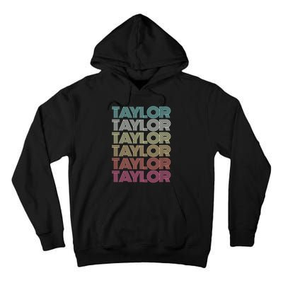 First Name Taylor Girl Boy Retro Personalized Groovy 80S Tall Hoodie