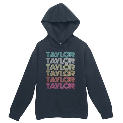 First Name Taylor Girl Boy Retro Personalized Groovy 80S Urban Pullover Hoodie