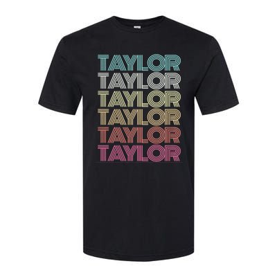 First Name Taylor Girl Boy Retro Personalized Groovy 80S Softstyle CVC T-Shirt