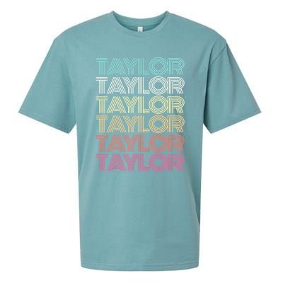 First Name Taylor Girl Boy Retro Personalized Groovy 80S Sueded Cloud Jersey T-Shirt