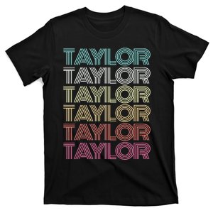 First Name Taylor Girl Boy Retro Personalized Groovy 80S T-Shirt