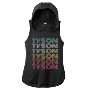 First Name Tyson Girl Boy Retro My Personalized Groovy 80S Ladies PosiCharge Tri-Blend Wicking Draft Hoodie Tank