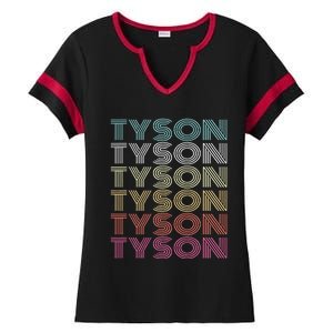 First Name Tyson Girl Boy Retro My Personalized Groovy 80S Ladies Halftime Notch Neck Tee