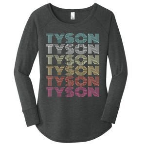 First Name Tyson Girl Boy Retro My Personalized Groovy 80S Women's Perfect Tri Tunic Long Sleeve Shirt