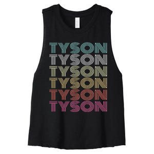 First Name Tyson Girl Boy Retro My Personalized Groovy 80S Women's Racerback Cropped Tank