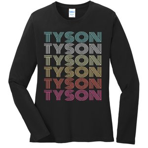 First Name Tyson Girl Boy Retro My Personalized Groovy 80S Ladies Long Sleeve Shirt