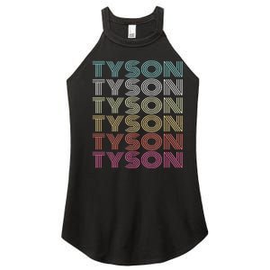 First Name Tyson Girl Boy Retro My Personalized Groovy 80S Women's Perfect Tri Rocker Tank