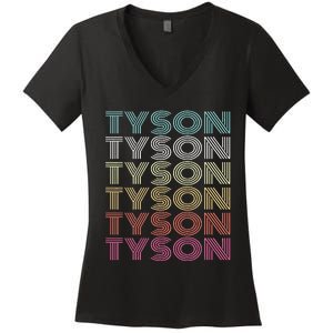 First Name Tyson Girl Boy Retro My Personalized Groovy 80S Women's V-Neck T-Shirt