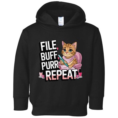 Funny Nail Tech Cat Lover File Buff Purr Repeat Toddler Hoodie