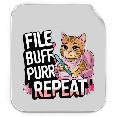 Funny Nail Tech Cat Lover File Buff Purr Repeat Permanent Decal Sticker