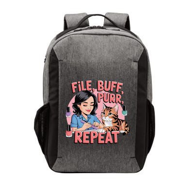 Funny Nail Tech Cat Lover File Buff Purr Repeat Vector Backpack