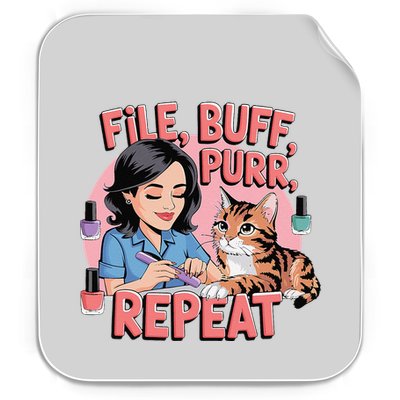 Funny Nail Tech Cat Lover File Buff Purr Repeat Permanent Decal Sticker