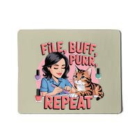 Funny Nail Tech Cat Lover File Buff Purr Repeat Mousepad