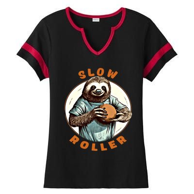 Funny Novelty Ten Pin Slow Roller Bowler Bowling Gift Ladies Halftime Notch Neck Tee