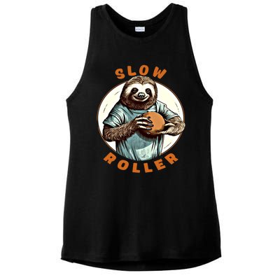 Funny Novelty Ten Pin Slow Roller Bowler Bowling Gift Ladies PosiCharge Tri-Blend Wicking Tank