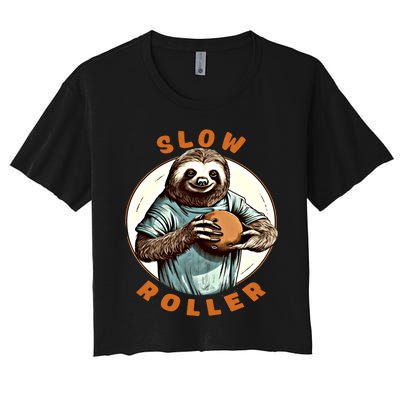 Funny Novelty Ten Pin Slow Roller Bowler Bowling Gift Women's Crop Top Tee