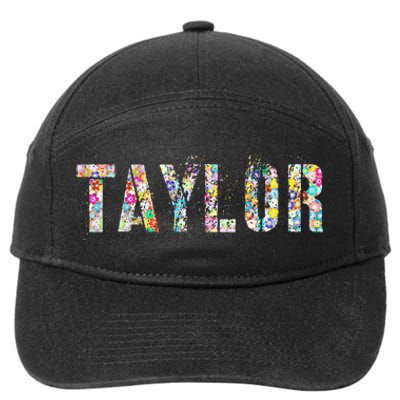 First Name Taylor Girl Personalized Birthday Grunge 7-Panel Snapback Hat