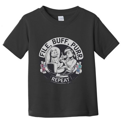 Funny Nail Tech Cat Lover File Buff Purr Repeat Toddler T-Shirt