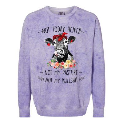 Funny Not Today Heifer Floral Farmer Cute Heifer Colorblast Crewneck Sweatshirt