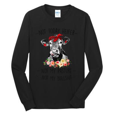 Funny Not Today Heifer Floral Farmer Cute Heifer Tall Long Sleeve T-Shirt