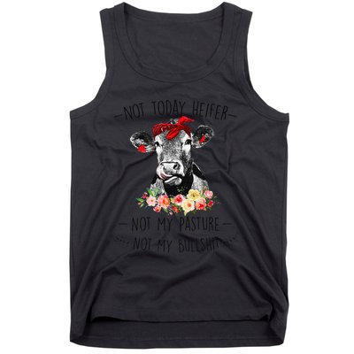 Funny Not Today Heifer Floral Farmer Cute Heifer Tank Top