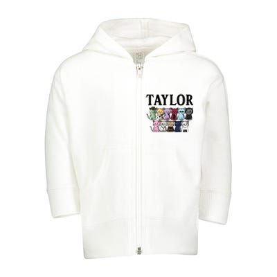 First Name Taylor Girl Retro Personalized Groovy 80s Toddler Zip Fleece Hoodie