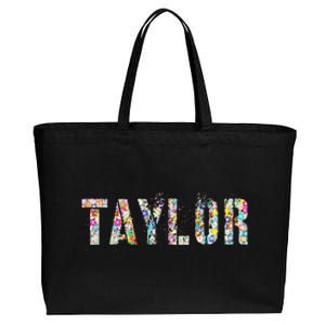 First Name Taylor Girl Personalized Birthday Grunge Cotton Canvas Jumbo Tote