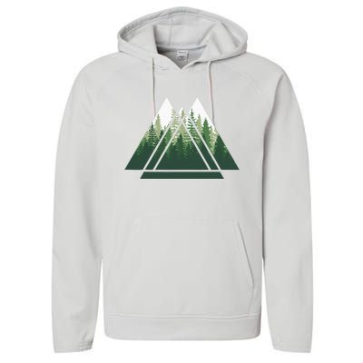 Forest Nature Triangle Minimalism Performance Fleece Hoodie