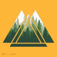 Forest Nature Triangle Minimalism Pom Pom 12in Knit Beanie