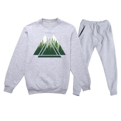 Forest Nature Triangle Minimalism Premium Crewneck Sweatsuit Set