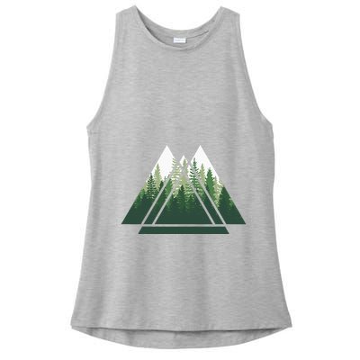 Forest Nature Triangle Minimalism Ladies PosiCharge Tri-Blend Wicking Tank