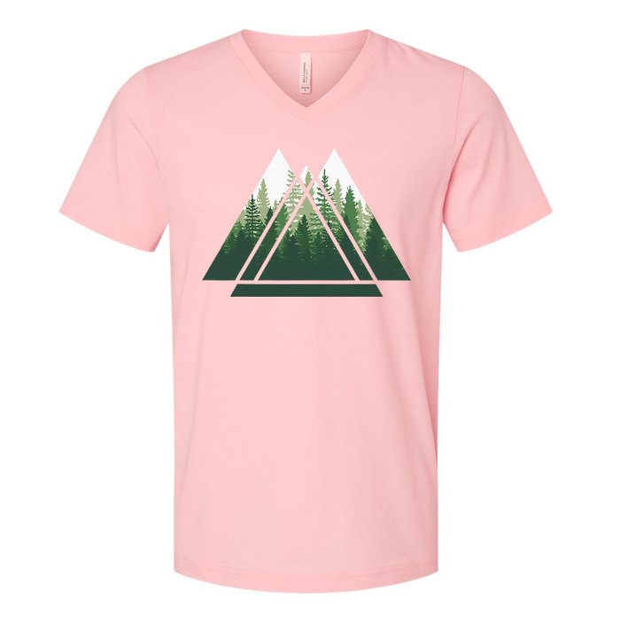 Forest Nature Triangle Minimalism V-Neck T-Shirt