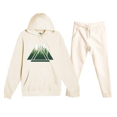 Forest Nature Triangle Minimalism Premium Hooded Sweatsuit Set