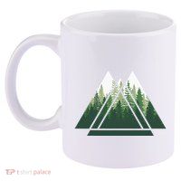 Forest Nature Triangle Minimalism 11oz C Handle Ceramic Mug
