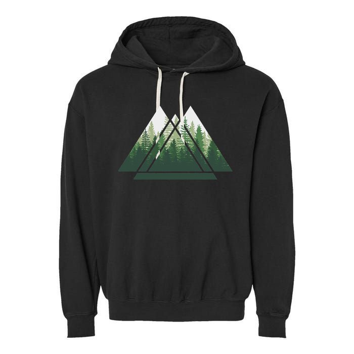 Forest Nature Triangle Minimalism Garment-Dyed Fleece Hoodie