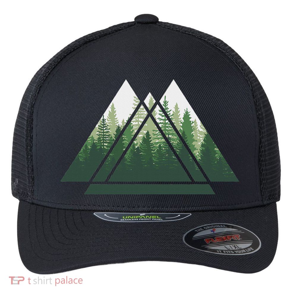 Forest Nature Triangle Minimalism Flexfit Unipanel Trucker Cap
