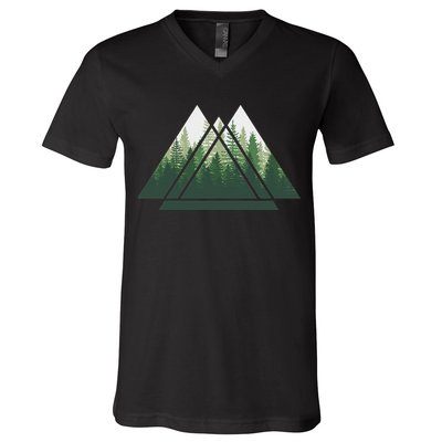 Forest Nature Triangle Minimalism V-Neck T-Shirt