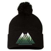 Forest Nature Triangle Minimalism Pom Pom 12in Knit Beanie