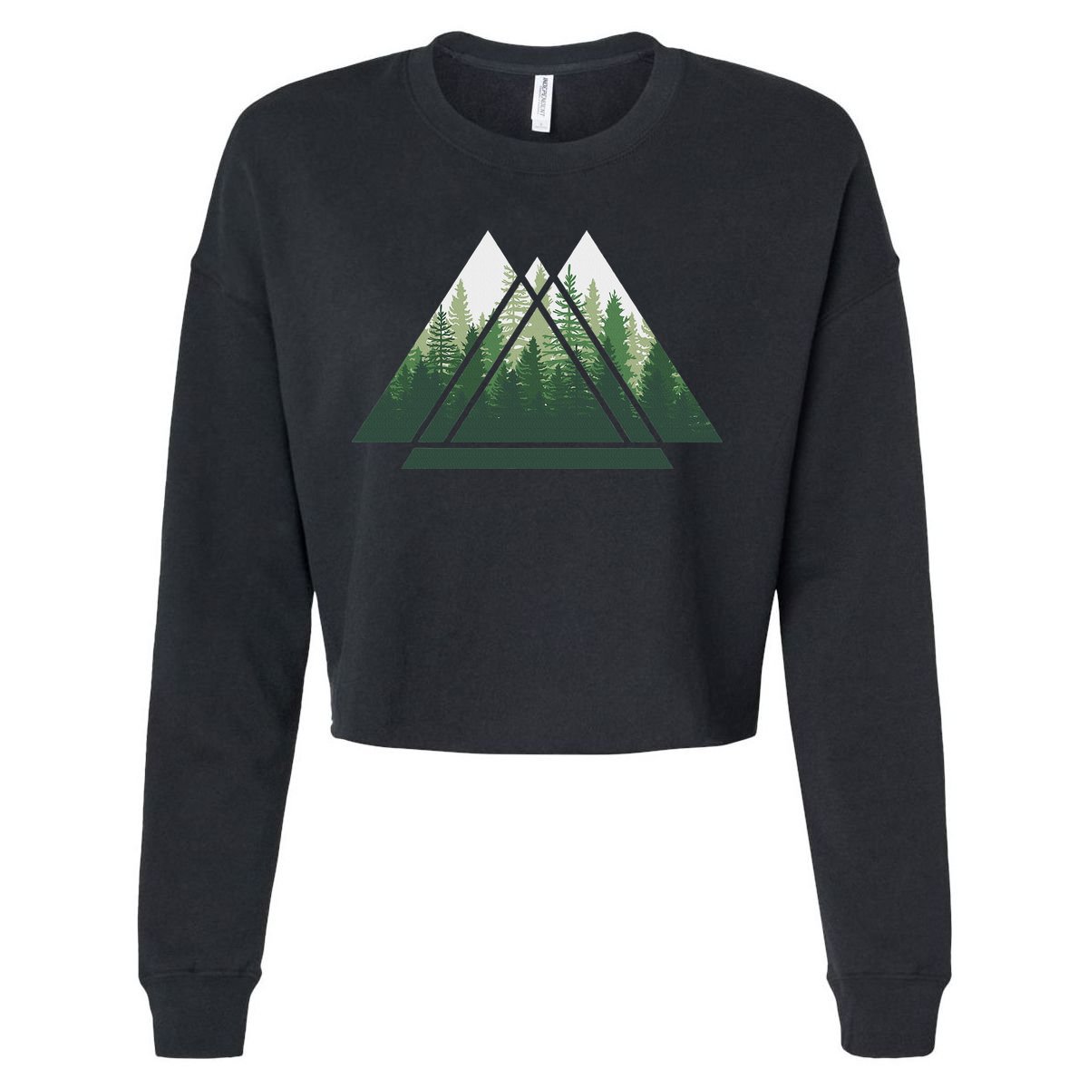 Forest Nature Triangle Minimalism Cropped Pullover Crew