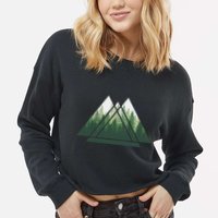 Forest Nature Triangle Minimalism Cropped Pullover Crew