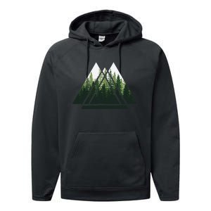 Forest Nature Triangle Minimalism Performance Fleece Hoodie