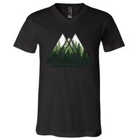 Forest Nature Triangle Minimalism V-Neck T-Shirt