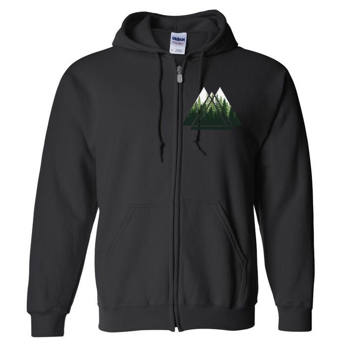 Forest Nature Triangle Minimalism Full Zip Hoodie