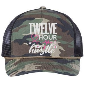 Funny Nursing Twelve Hour Hustle Medical Funny Gift Retro Rope Trucker Hat Cap